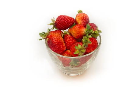 Fresh strawberries were placed on a white backgroundの写真素材
