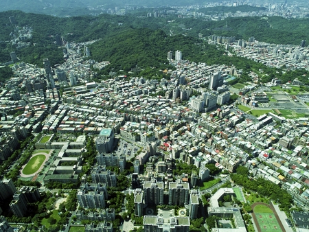 Taipei city from Taipei 101 towerの写真素材