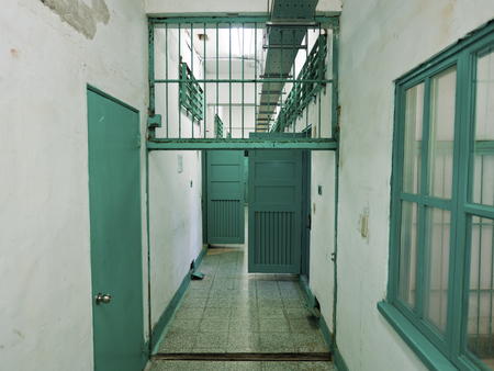 Taipei, Taiwan - JULY 29, 2015: Prison jail corridor in Jing-Mei Human Rights Memorial and Cultural Park ,it was Jingmei Military Detention Centre for political dissidents during the White Terror period.のeditorial素材