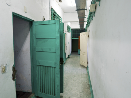 Taipei, Taiwan - JULY 29, 2015: Prison jail corridor in  Jing-Mei Human Rights Memorial and Cultural Park ,it was Jingmei Military Detention Centre for political dissidents during the White Terror period.のeditorial素材