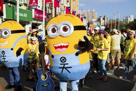 New Taipei City, Taiwan - OCT 03, 2015: Minions Carnival Dancers in the Tamsui Environmental Arts...