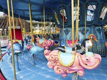 Taipei, Taiwan - SEP 30, 2015: facility carousel in The Taipei Children's Amusement Parkのeditorial素材