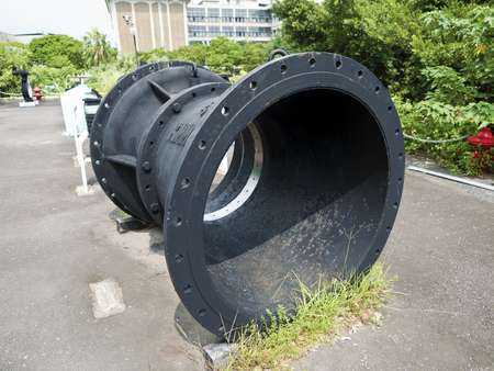 Taipei, Taiwan - SEP 20, 2015:historic ground of water transportation and distribution materials display in Museum of Drinking Water.The museum building was originally built in 1908. It was declared a third-class historic site in 1993.のeditorial素材
