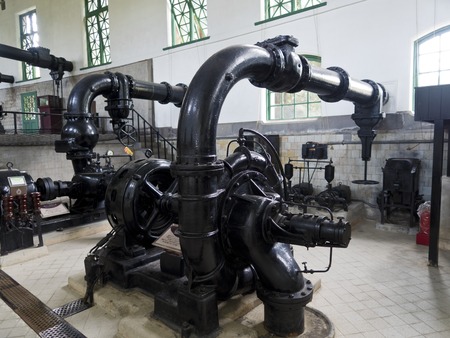 Taipei, Taiwan - SEP 20, 2015:historic water pipe display in Museum of Drinking Water.The museum building was originally built in 1908. It was declared a third-class historic site in 1993.のeditorial素材