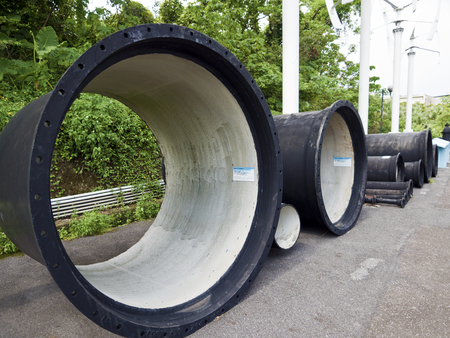 Taipei, Taiwan - SEP 20, 2015:historic ground of water transportation and distribution materials display in Museum of Drinking Water.The museum building was originally built in 1908. It was declared a third-class historic site in 1993.のeditorial素材