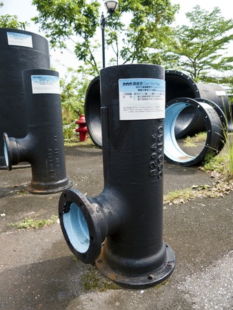 Taipei, Taiwan - SEP 20, 2015:historic ground of water transportation and distribution materials display in Museum of Drinking Water.The museum building was originally built in 1908. It was declared a third-class historic site in 1993.のeditorial素材