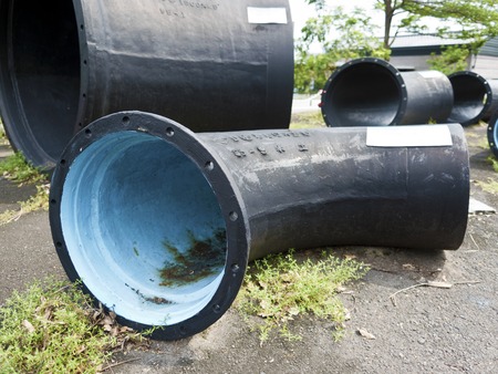 Taipei, Taiwan - SEP 20, 2015:historic ground of water transportation and distribution materials...