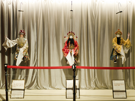 Taipei, Taiwan - OCT 06, 2015: Glove puppetry in Puppetry Art Center of Taipei.a type of opera using cloth puppets that originated during the 17th century in China.のeditorial素材