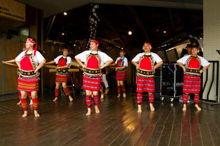 Taiwan aboriginal Atayal Tribe dancing performance at Taipei Art Park,Taipei,Taiwan,Asiaのeditorial素材