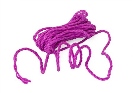 The purple violet violaceous rope cord tie line in the coilの写真素材