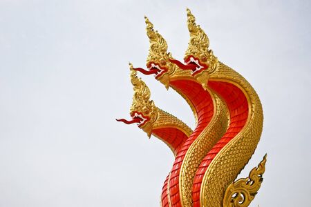 Serpent of Thai style art in thai templeの写真素材