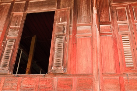 red wood windowの写真素材