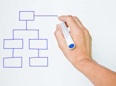 hand with a pen touch making a diagram の写真素材