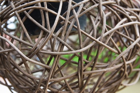 Woven wicker or bamboo ballsの写真素材