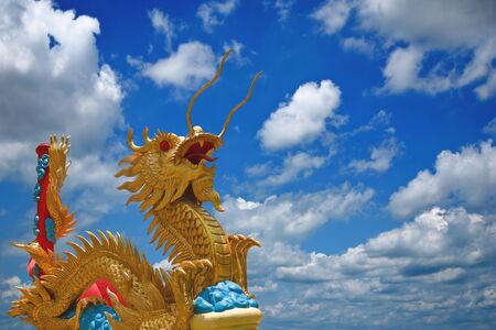 Golden dragon statueの写真素材