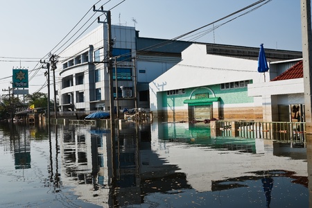 Bangkok, Thailand - November 25: The plant in Nava Nakorn Industrial area was flooded for 1 month -...