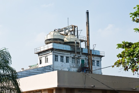 Vent chimney smoke in the sky glowing.の写真素材
