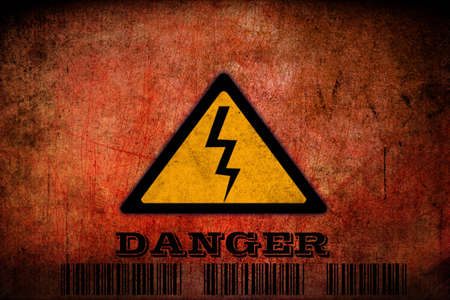 high voltage sign, grunge background の写真素材