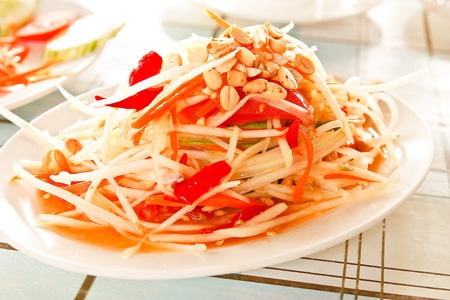 papaya salad with horse crabの写真素材