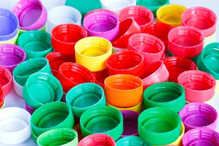 Colorful plastic bottle screw capsの写真素材