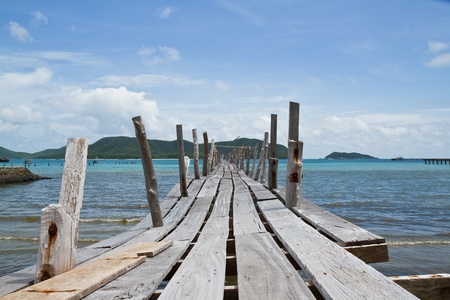 wooden bridge to the sea,Thailandの写真素材