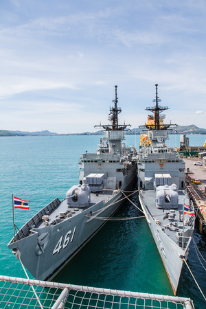 CHONBURI, THAILAND - MAY 11  The FAST FRIGATE ,FF battle ship was shown for Thai people and tourist to visit at Sattahip Naval Base on May 11,2014 in Chonburi, Thailand  のeditorial素材
