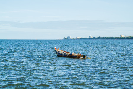 Small fishing boats on the beach Thailandの写真素材