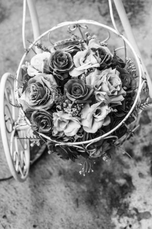 Bouquet of Flowers on a bikeの写真素材