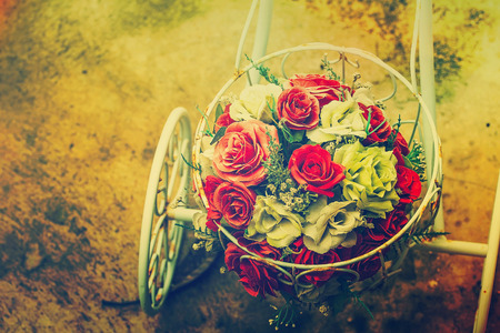 Bouquet of Flowers on a bikeの写真素材