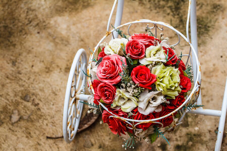 Bouquet of Flowers on a bikeの写真素材