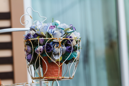 Bouquet of Flowers on a bikeの写真素材