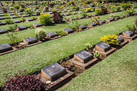 Allied War Cemetery, Kanchanaburi Thailandのeditorial素材