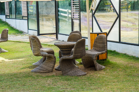 Chairs in the gardenの写真素材