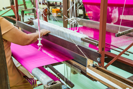 Loom for weaving silk in Thailand.の写真素材