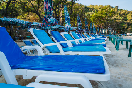 Beach chairs on Koh Larn Pattaya.Thailandの写真素材