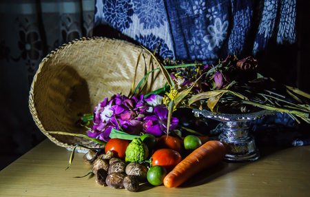 Flowers and Fruits still lifeの写真素材