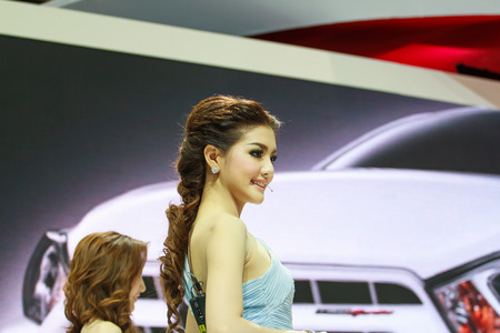 Bangkok, Thailand - April 4, 2015: Toyota booth presenter demonstrated in 36 Bangkok International Motor Show on April 4, 2015.のeditorial素材