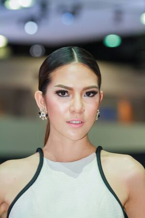 Nonthaburi,Thailand - April 4th, 2015: Mercedes Benz booth with presenter ,showed in Thailand the 36th Bangkok International Motor Show on 4 April 2015のeditorial素材