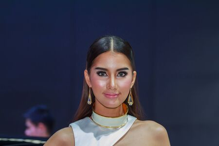 Nonthaburi,Thailand - April 4th, 2015: Mercedes Benz booth with presenter ,showed in Thailand the 36th Bangkok International Motor Show on 4 April 2015のeditorial素材