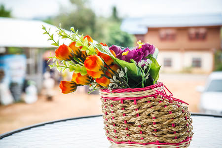 Bouquet of flowers made from fabricの写真素材