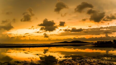 atmosphere at sunrise on the beachの写真素材