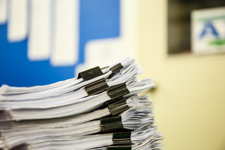 A pile of documents Desk