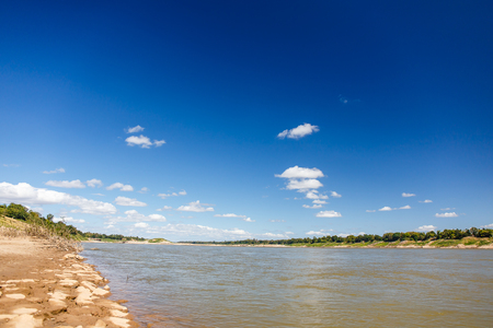Sky and river On the bright sky along the Mekong Thailand.の写真素材