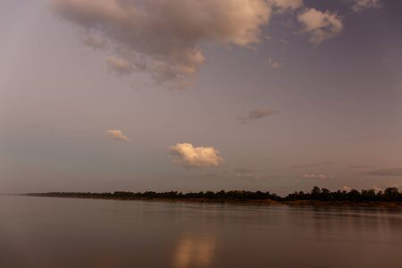 Color of the sky that morning Mekong River Ubon Ratchathani, Thailand.の写真素材