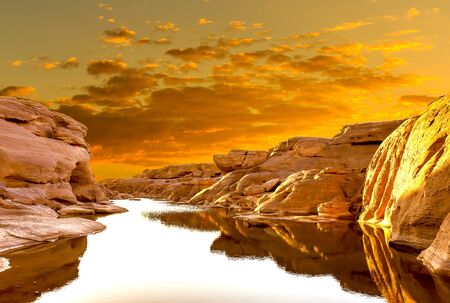 Sam Pan Bok in Mae Kong river. Ubonratchathani Province ,Thailandの写真素材