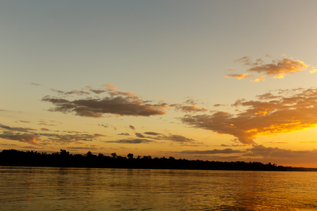 Color of the sky that morning Mekong River Ubon Ratchathani, Thailand.の写真素材