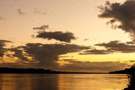 Color of the sky that morning Mekong River Ubon Ratchathani, Thailand.の写真素材