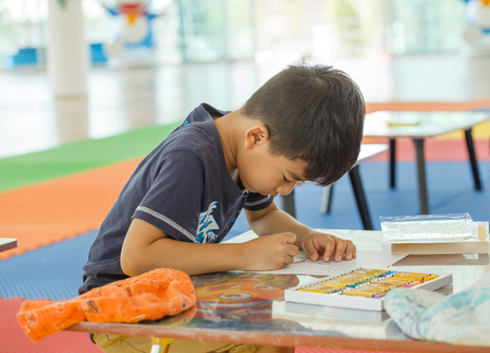 Asian boy coloringの写真素材