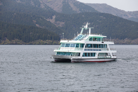 HAKONE, JAPAN-May 1: A boat for tourists to visit Hakone town at Machi-ko pier, where the boat will take tourists to the lake for a view of Mt. Fuji.のeditorial素材
