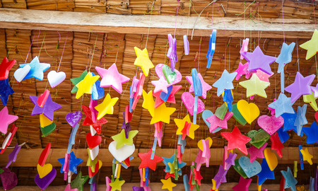 Stars and heart hanging on the roof.の写真素材